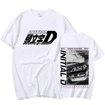 Аниме Drift AE86 Initial D двусторонняя мужская футболка Takumi Fujiwara R34 Skyline GTR JDM манга футболки с коротким рукавом Повседневная футболка S чёрный