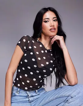 Черная сетчатая футболка в горошек ASOS DESIGN для малышей