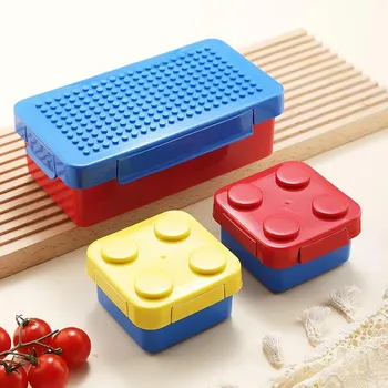 DIY Building Block Ланч-бокс Модульные строительные блоки для детей Студенческий строительный блок Bento Контейнер для хранения еды Посуда