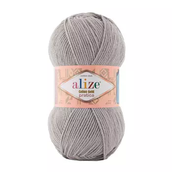 Пряжа ALIZE 'Cotton Gold Pratica' 100гр, 220м (55%хлопок, 45%акрил) (21 серый меланж)