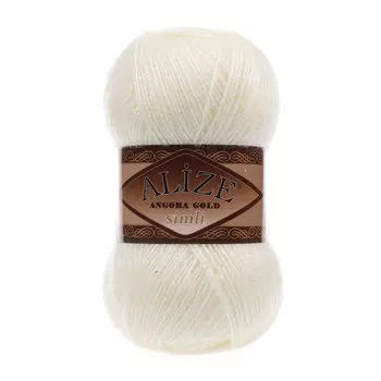 Пряжа Alize 'Angora Gold Simli' 100гр. 500м. (20% шерсть, 5% металлик, 75% акрил) (1 кремовый)