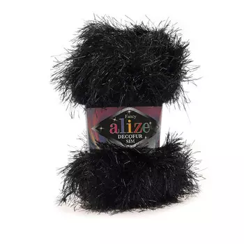 Пряжа ALIZE 'Decofur SIM' 100гр. 100м. (80% полиэстер, 20% металлик) ТУ (6001 черный)