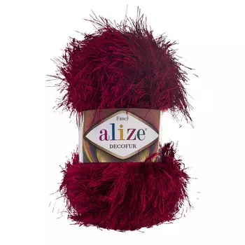 Пряжа ALIZE 'Decofur' травка 100гр. 110м. (100%п/э) ТУ (57 бордовый)
