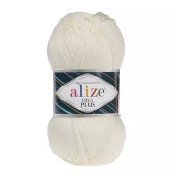 Пряжа Alize 'Diva Plus' 100г 220м (100% микрофибра акрил) (01 молочный)