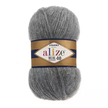 Пряжа ALIZE 'Angora real 40' 100 гр. 430м (40% шерсть, 60% акрил) (182 средне-серый меланж)