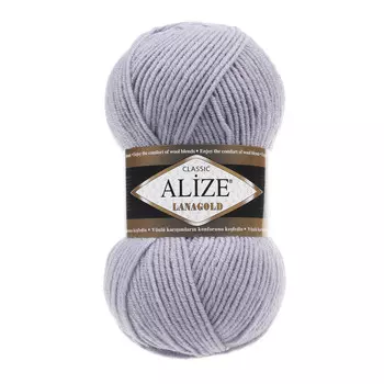 Пряжа ALIZE 'Lanagold' 100гр., 240м (49%шерсть, 51%акрил) (200 серо-голубой)