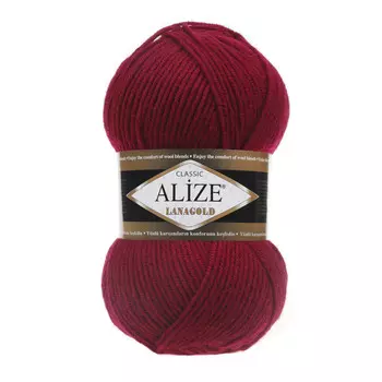 Пряжа ALIZE 'Lanagold' 100гр., 240м (49%шерсть, 51%акрил) (390 вишня)