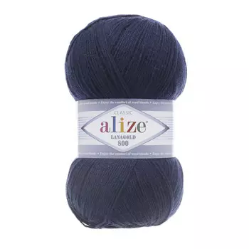 Пряжа ALIZE 'Lanagold 800' 100гр.,730м (49%шерсть, 51%акрил) (58 темно-синий)
