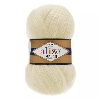 Пряжа ALIZE 'Angora real 40' 100 гр. 430м (40% шерсть, 60% акрил) (01 кремовый)
