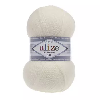 Пряжа ALIZE 'Lanagold 800' 100гр.,730м (49%шерсть, 51%акрил) (62 молочный)