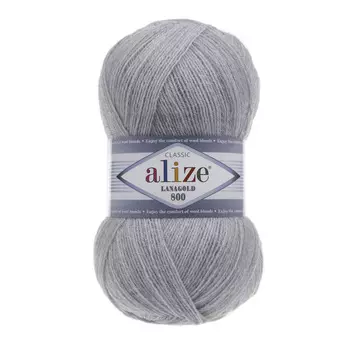 Пряжа ALIZE 'Lanagold 800' 100гр.,730м (49%шерсть, 51%акрил) (684 пепельный меланж)