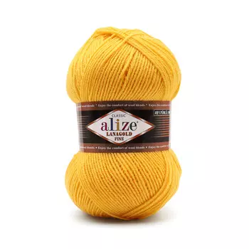Пряжа ALIZE 'Lanagold fine' 100 гр. 390м (49%шерсть, 51% акрил) (216 желтый)