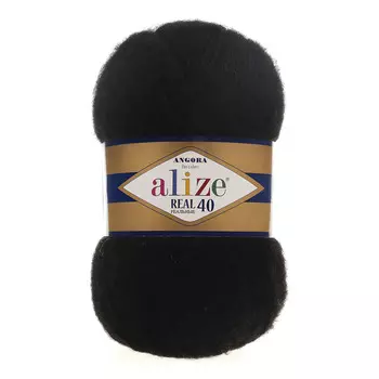 Пряжа ALIZE 'Angora real 40' 100 гр. 430м (40% шерсть, 60% акрил) (60 черный)