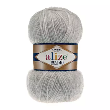 Пряжа ALIZE 'Angora real 40' 100 гр. 430м (40% шерсть, 60% акрил) (614 серый меланж)