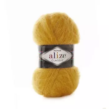 Пряжа ALIZE 'Mohair classic ' 100гр. 200м (25%мохер, 24%шерсть, 51%акрил) (02 шафран)