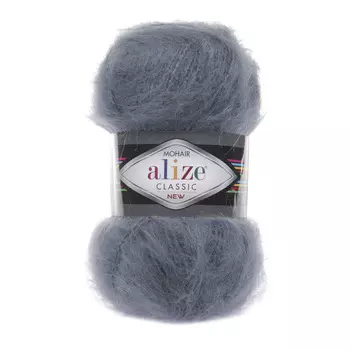Пряжа ALIZE 'Mohair classic ' 100гр. 200м (25%мохер, 24%шерсть, 51%акрил) (87 угольно-серый)
