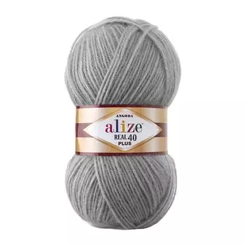 Пряжа Alize 'Angora Real 40 Plus' 100гр. 225м. (40% шерсть, 60% акрил) (87 угольно-серый)
