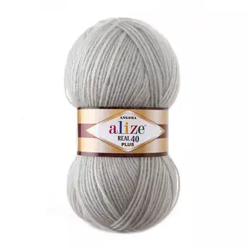 Пряжа Alize 'Angora Real 40 Plus' 100гр. 225м. (40% шерсть, 60% акрил) (614 серый меланж)