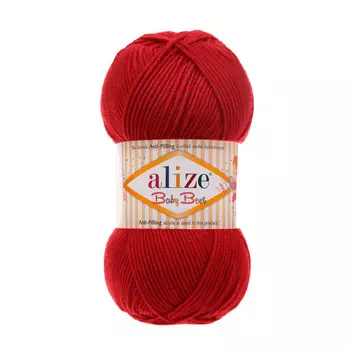 Пряжа Alize 'Baby Best' 100г 240м (10% бамбук, 90% акрил) с эффектом АНТИПИЛЛИНГ (106 темно-красный)