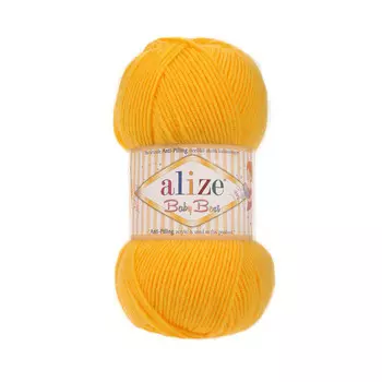 Пряжа Alize 'Baby Best' 100г 240м (10% бамбук, 90% акрил) с эффектом АНТИПИЛЛИНГ (216 темно желтый)