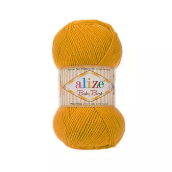 Пряжа Alize 'Baby Best' 100г 240м (10% бамбук, 90% акрил) с эффектом АНТИПИЛЛИНГ (281 желтый)