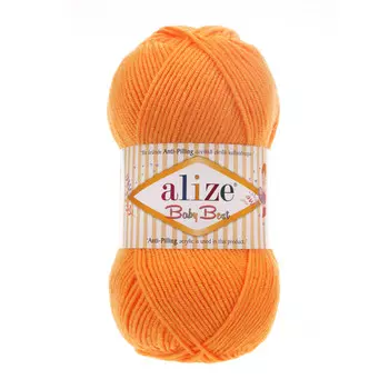 Пряжа Alize 'Baby Best' 100г 240м (10% бамбук, 90% акрил) с эффектом АНТИПИЛЛИНГ (336 оранжевый)