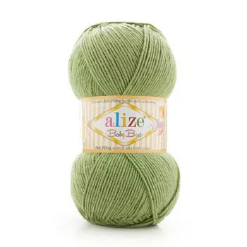 Пряжа Alize 'Baby Best' 100г 240м (10% бамбук, 90% акрил) с эффектом АНТИПИЛЛИНГ (485 зеленная трава)
