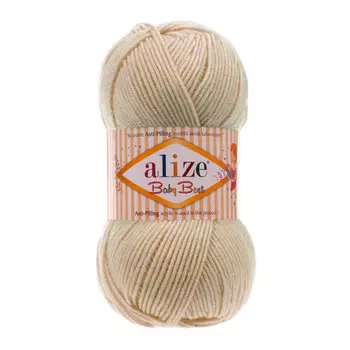 Пряжа Alize 'Baby Best' 100г 240м (10% бамбук, 90% акрил) с эффектом АНТИПИЛЛИНГ (599 слоновая кость)