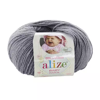 Пряжа ALIZE 'Baby wool' 50гр. 175м. (20%бамбук, 40%шерсть, 40%акрил)ТУ (119 серое небо)