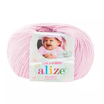 Пряжа ALIZE 'Baby wool' 50гр. 175м. (20%бамбук, 40%шерсть, 40%акрил)ТУ (275 сиреневая пудра)