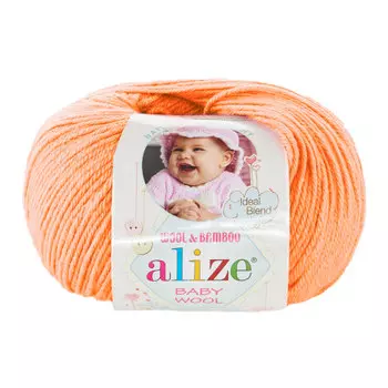 Пряжа ALIZE 'Baby wool' 50гр. 175м. (20%бамбук, 40%шерсть, 40%акрил)ТУ (81 персиковый)