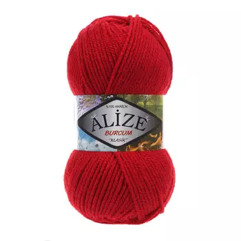 Пряжа ALIZE 'BURCUM KLASIK' 100гр. 210м (100% Aкрил) (106 красный)