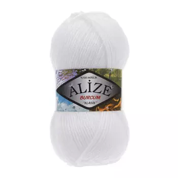 Пряжа ALIZE 'BURCUM KLASIK' 100гр. 210м (100% Aкрил) (55 белый)