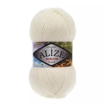 Пряжа ALIZE 'BURCUM KLASIK' 100гр. 210м (100% Aкрил) (62 молочный)
