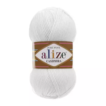 Пряжа ALIZE 'Cashmira' 100гр.300м (100%шерсть) ТУ (55 белый)