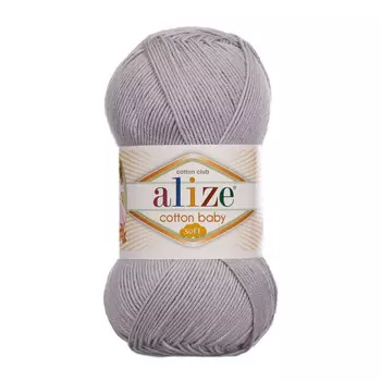 Пряжа ALIZE 'COTTON BABY SOFT ' 100гр. 270м (50% Xлопок - 50% Aкрил) (362 облачно-серый)