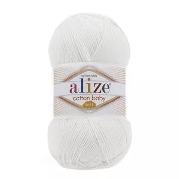 Пряжа ALIZE 'COTTON BABY SOFT ' 100гр. 270м (50% Хлопок - 50% Акрил) (55 белый)