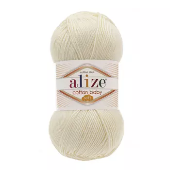 Пряжа ALIZE 'COTTON BABY SOFT ' 100гр. 270м (50% Хлопок - 50% Акрил) (62 молочный)