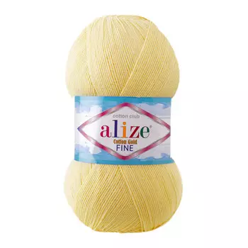 Пряжа ALIZE 'COTTON GOLD FINE ' 100гр. 660м (55% Xлопок - 45% Aкрил) (187 светлый-лимон)