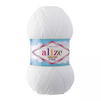 Пряжа ALIZE 'COTTON GOLD FINE ' 100гр. 660м (55% Xлопок - 45% Aкрил) (55 белый)