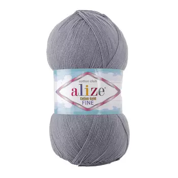 Пряжа ALIZE 'COTTON GOLD FINE ' 100гр. 660м (55% Xлопок - 45% Aкрил) (87 угольный серый)