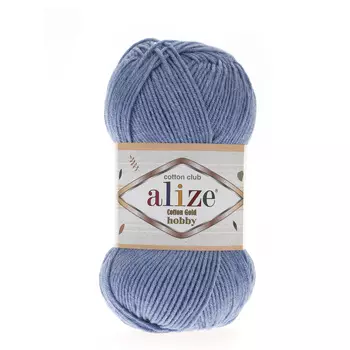 Пряжа Alize 'Cotton Gold Hobby' 50г 165м (55% хлопок, 45% акрил) (374 голубой меланж)