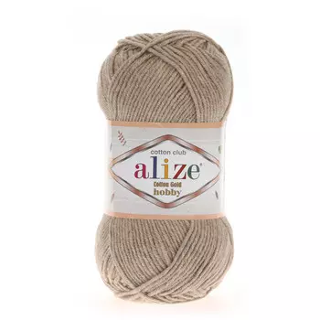 Пряжа Alize 'Cotton Gold Hobby' 50г 165м (55% хлопок, 45% акрил) (152 бежевый меланж)