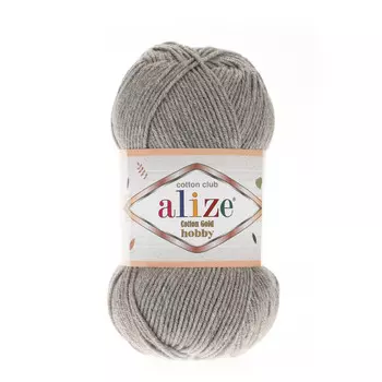 Пряжа Alize 'Cotton Gold Hobby' 50г 165м (55% хлопок, 45% акрил) (21 серый меланж)
