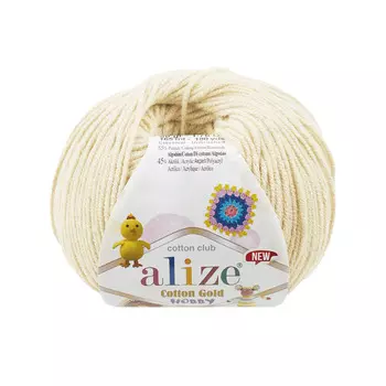 Пряжа Alize 'Cotton Gold Hobby NEW' 50г 165м (55% хлопок, 45% акрил) (01 молочный)
