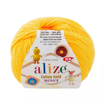 Пряжа Alize 'Cotton Gold Hobby NEW' 50г 165м (55% хлопок, 45% акрил) (216 темно-желтый)