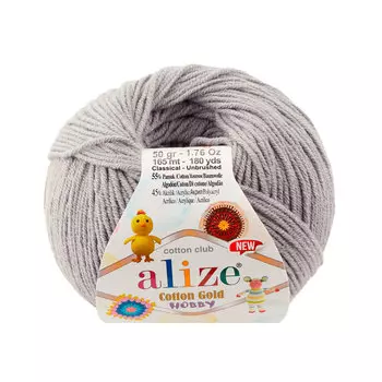 Пряжа Alize 'Cotton Gold Hobby NEW' 50г 165м (55% хлопок, 45% акрил) (21 серый меланж)