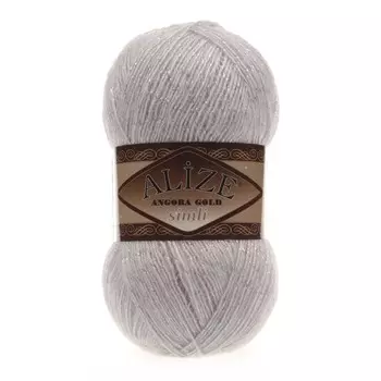 Пряжа Alize 'Angora Gold Simli' 100гр. 500м. (20% шерсть, 5% металлик, 75% акрил) (168 белая зима)