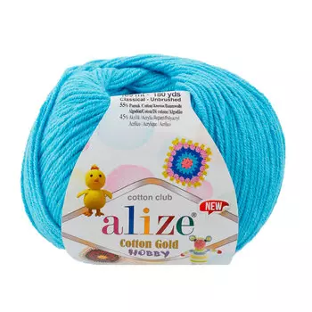 Пряжа Alize 'Cotton Gold Hobby NEW' 50г 165м (55% хлопок, 45% акрил) (287 светло-бирюзовый)