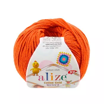 Пряжа Alize 'Cotton Gold Hobby NEW' 50г 165м (55% хлопок, 45% акрил) (37 оранжевый)